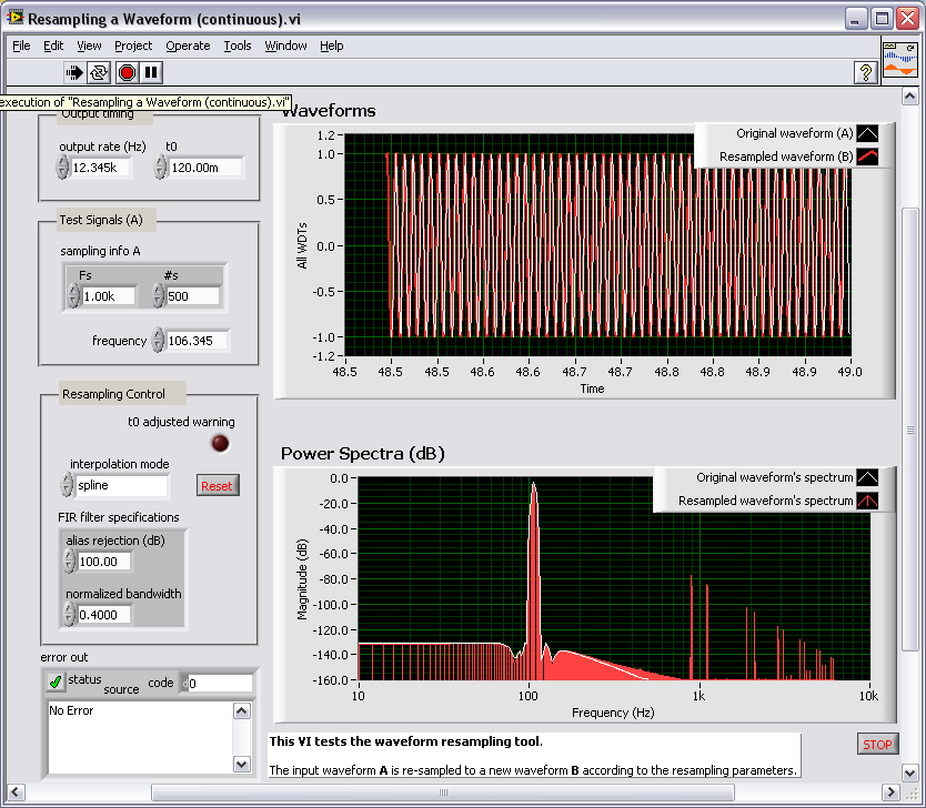 Resampling a Waveform (continuous) National Instruments