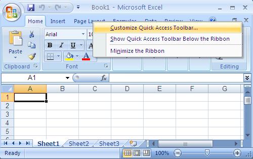 Excel Toolbar