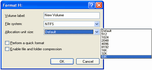 Windows Format Partition Allocation Unit Size