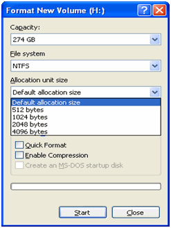 Windows Format Partition Allocation Unit Size