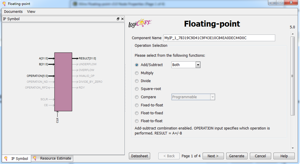 This palette includes code that generates IP for conversion to, and basic operations for, floating-point numbers.