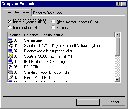 Find an available resource for either the GPIB board or the other    hardware resources irq